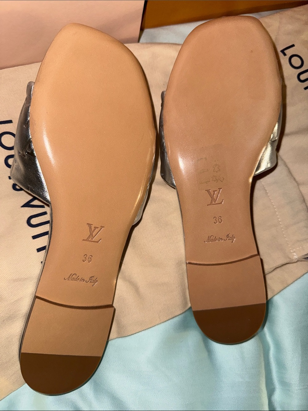Louis Vuitton authentic silver slide mules sandals - Picture 13 of 15